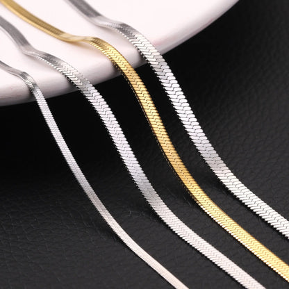 Jewelry Fashion Stainless Steel Necklace 40-45-50-60CM Blade Snake Gold Bone - Bama style