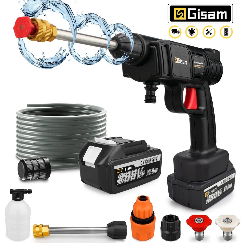 Car Wash Spray 60BAR 30000mAh Cordless High Pressure Gun 18V Battery - Bama style