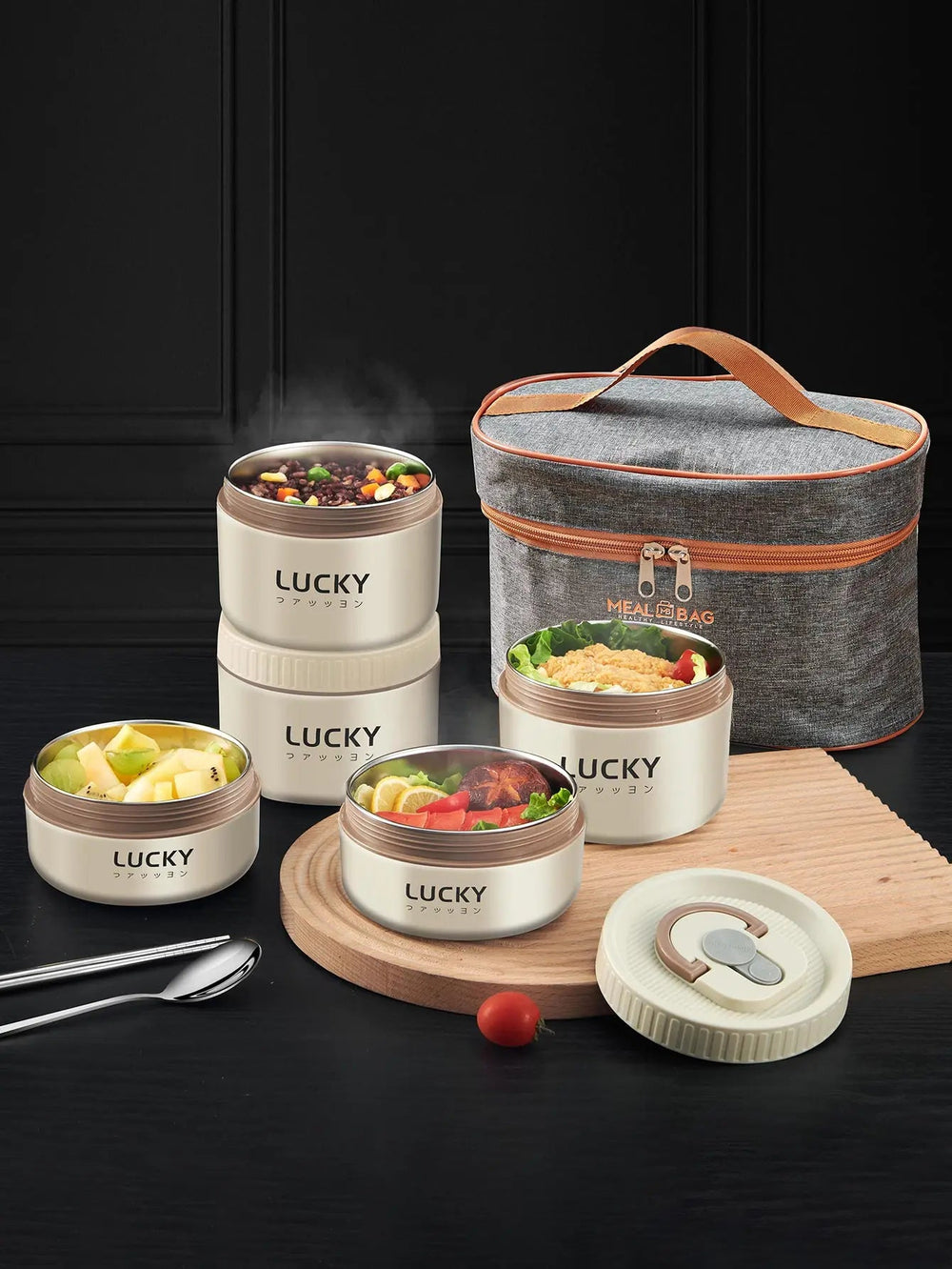 18/8 Stainless Steel Thermal Food Container Bento Lunch Box Set Keep Warm Lunch 