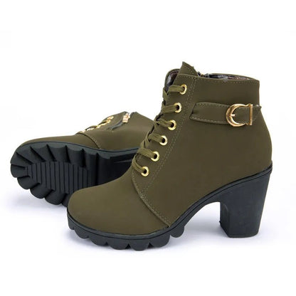 Spring Winter Shoes Women Boots High Quality Lace - up European Ladies - Bama style