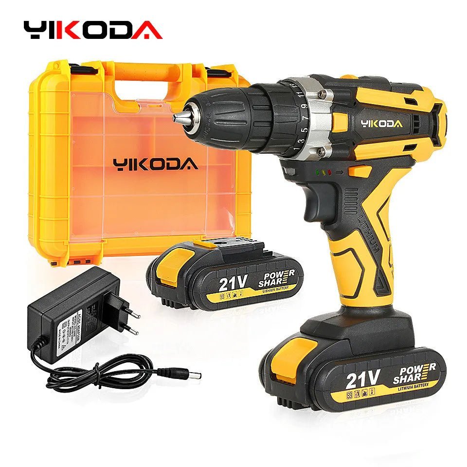 YIKODA 12/16.8/21V Cordless Drill Rechargeable Electric Screwdriver Lithium Battery Multi - function 2 Speed Power - Bama style